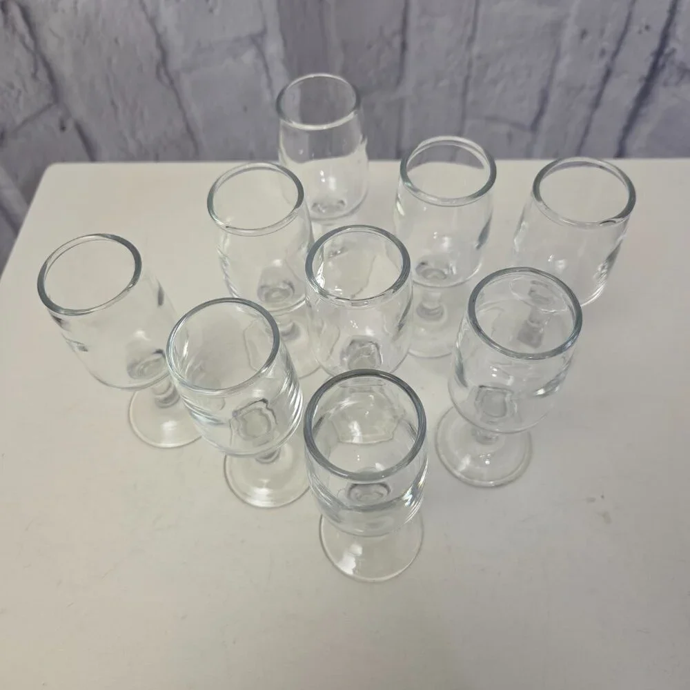 Vintage Clear Rummers Cordial Glasses Set of 9